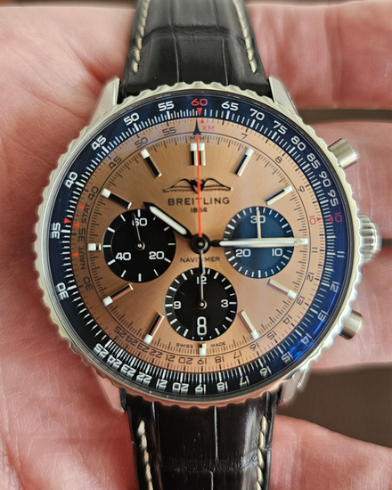 2025 Breitling Navitimer B01 Chronograph 43MM Copper Dial Leather Strap (AB0138241K1P1)