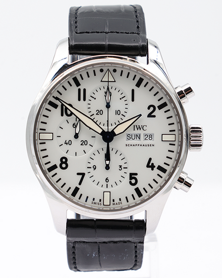 2018 IWC Schaffhausen Pilot 150 Years "Stahl" Edition 43MM White Dial Leather Strap (IW377725)