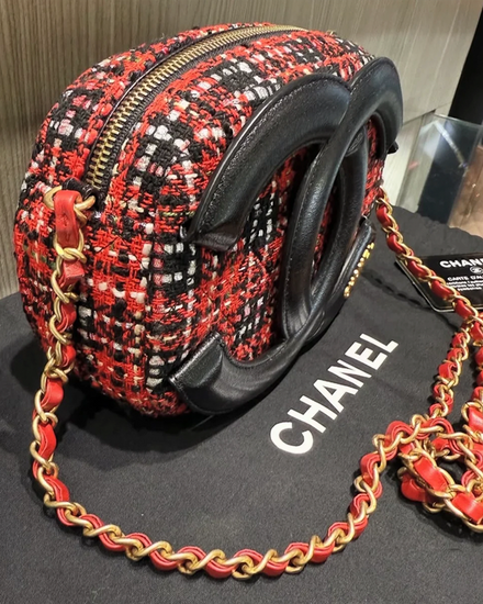 Chanel Bag Coco Midnight Camera Case Tweed Gold-Plated Hardware Gold-Plated Strap (Bag)