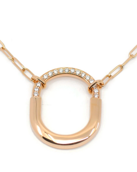 Tiffany & Co. Medium Lock Diamond Rose Gold Necklace (Medium Lock)