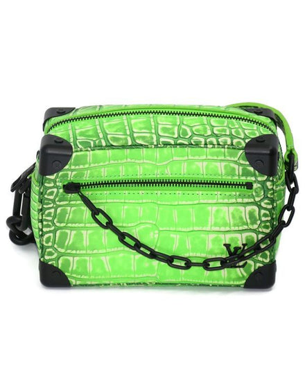 Louis Vuitton Bag Mini Soft Crocodile Green Trunk Bag 7IN x 5IN x 3IN Leather Black Hardware (N82042)