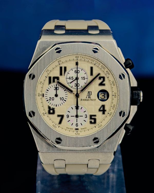 Audemars Piguet Royal Oak Offshore Safari 42MM White Dial Aftermarket Rubber Strap (26170ST.OO.D091CR.01)