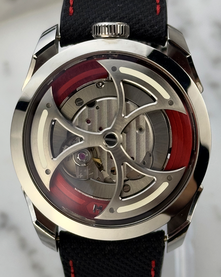 MB&F MAD Edition 1 Edition Red 42MM Skeleton Dial Leather Strap (M.A.D. 1)