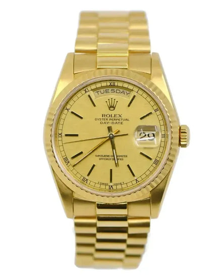 1999 Rolex Day-Date 36MM Champagne Dial Yellow Gold President Bracelet (18238)