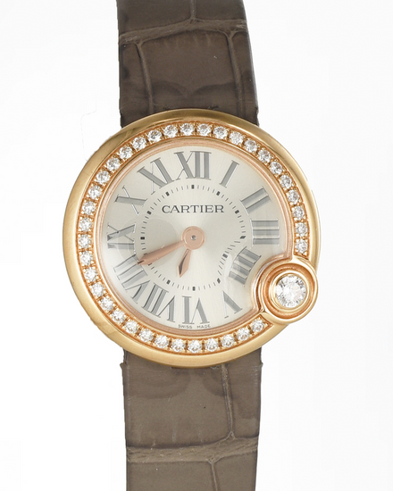 Cartier Ballon Blanc 26MM Quartz Silver Dial Leather Strap (4162)