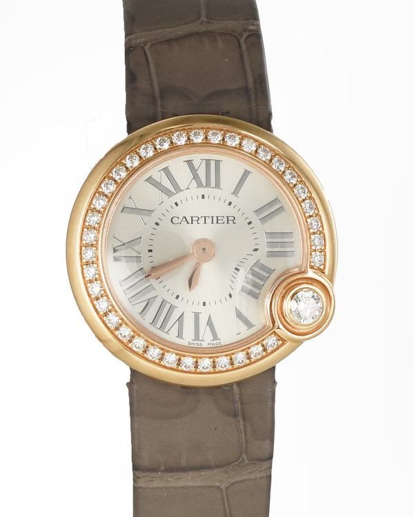 Cartier Ballon Blanc 26MM Quartz Silver Dial Leather Strap (4162)