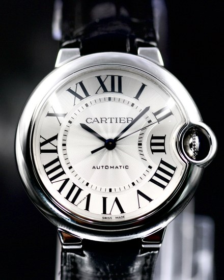 No Reserve - 2022 Cartier Ballon Bleu 36MM Silver Dial Leather Strap (WSBB0028)