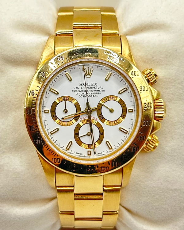 Rolex Cosmograph Daytona 40MM White Dial Yellow Gold Oyster Bracelet (16528)
