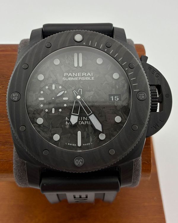 Panerai Submersible Marina Militare Carbotech 47MM Carbon Fiber Dial Rubber Strap (PAM02979)
