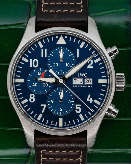 2021 IWC Schaffhausen Pilot Chronograph "Le Petit Prince" 43MM Blue Dial Leather Strap (IW377714)