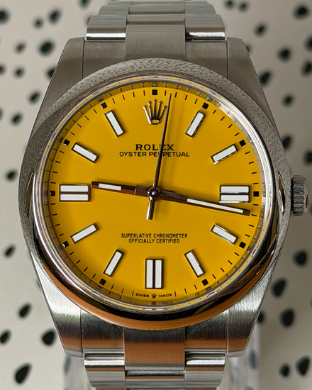 No Reserve - 2022 Rolex Oyster Perpetual 41MM Yellow "Pikachu" Dial Oyster Bracelet (124300)