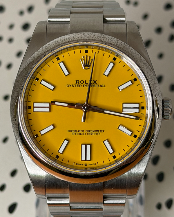No Reserve - 2022 Rolex Oyster Perpetual 41MM Yellow "Pikachu" Dial Oyster Bracelet (124300)