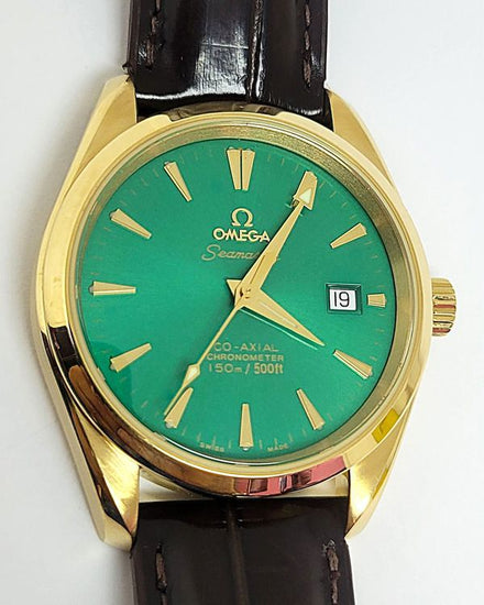 2009 Omega Seamaster Aqua Terra 150M 39.2MM Aftermarket Green Dial Aftermarket Leather Strap (2103.30.00)