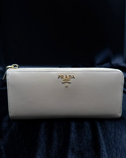 No Reserve - Prada Wallet Saffiano 4 x 7.8IN Leather Gold-Tone Hardware (1ML506_QHH_F0236)