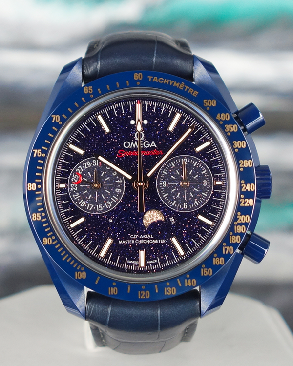 2021  Omega Speedmaster Moonphase "Blue Side of the Moon" 44.25MM Aventurine Dial Leather Strap (304.93.44.52.03.002)