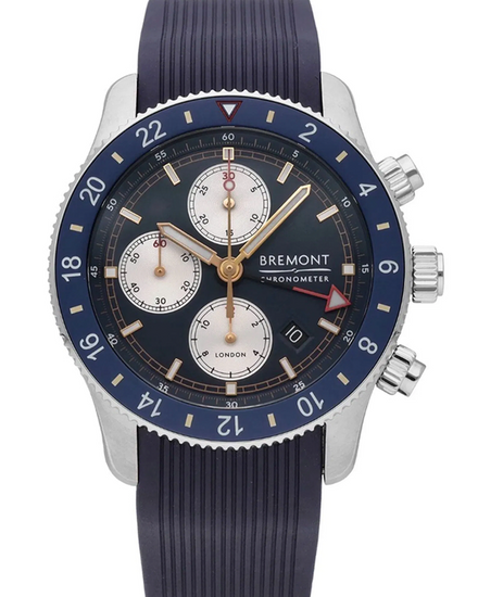 Bremont Supermarine Chrono 43MM Blue Dial Rubber Strap (SMARINECHRONO-BL-R-S)