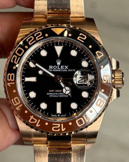 2021 Rolex GMT-Master II "Rootbeer" 40MM Black Dial Rose Gold Oyster Bracelet (126715CHNR)