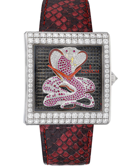 Corum Buckingham "Cobra" L.E. 37MM Diamond Pavé Dial Leather Strap (055.182.69)