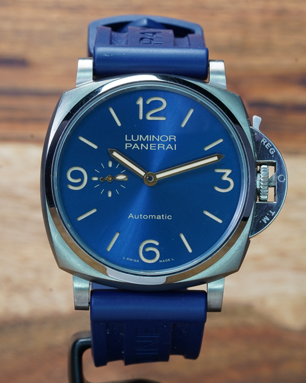 No Reserve - 2017 Panerai Luminor Due 45MM Blue Dial Rubber Strap (PAM00729)