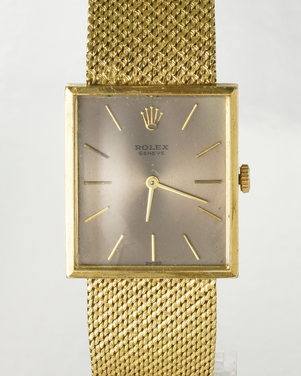 Rolex Vintage 24MM Silver Dial Yellow Gold Bracelet (3641)