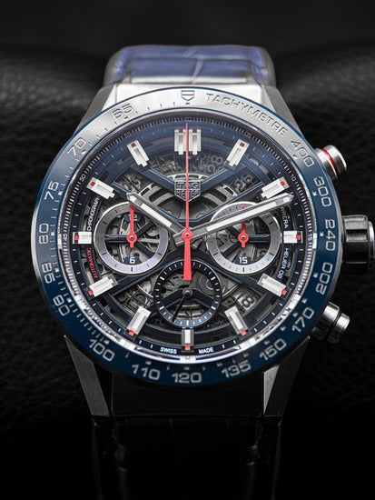 No Reserve - 2020 Tag Heuer Carrera 43MM Skeleton Dial Leather Strap (CBG2011.FC6430)