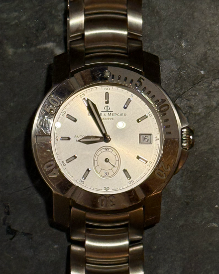 2005 Baume & Mercier Capeland 38MM Silver Dial Steel Bracelet (65367)