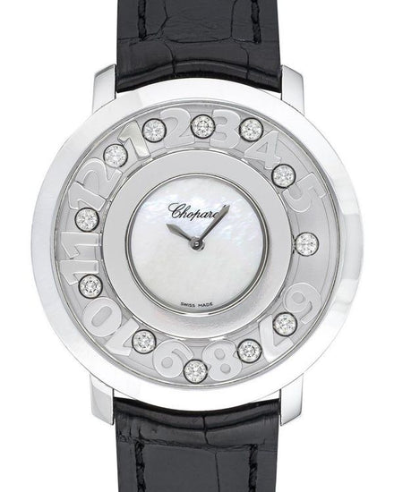 Chopard Happy Diamonds 36MM Quartz Mother of Pearl Dial Leather Strap (4177)