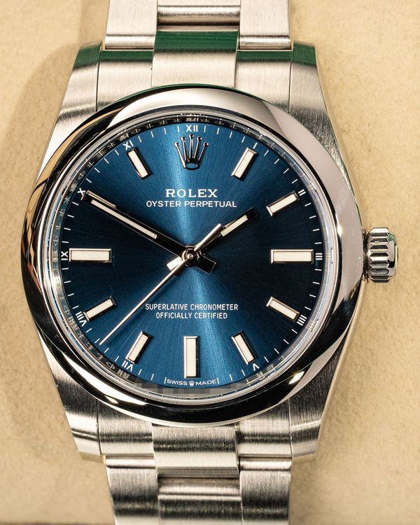No Reserve - 2020 Rolex Oyster Perpetual 34MM Blue Dial Oyster Bracelet (124200)