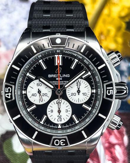 2021 Breitling Super Chronomat B01 44MM Black Dial Rubber Strap (AB0136251B1S1)