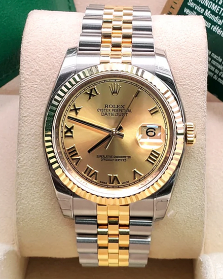 2008 Rolex Datejust 36MM Champagne Dial Two-Tone Jubilee Bracelet (116233)