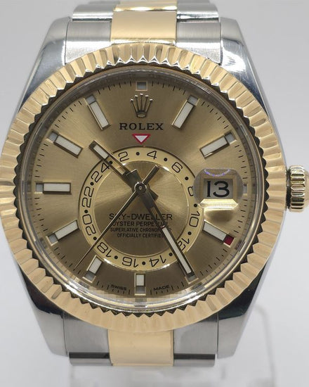 2012 Rolex Sky-Dweller 42MM Champagne Dial Two-Tone Oyster Bracelet (326933)