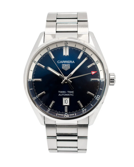 Tag Heuer Carrera Twin-Time 41MM Blue Dial Steel Bracelet (WBN201A.BA0640)