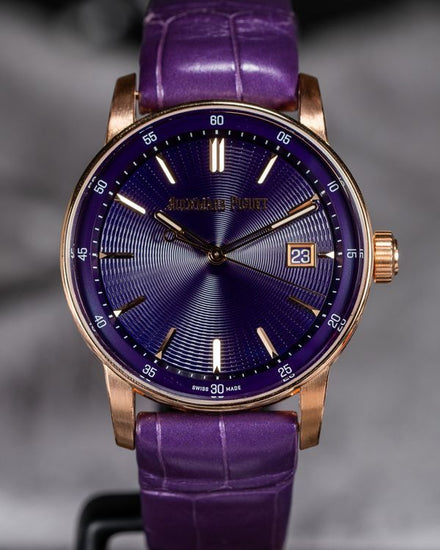 2025 Audemars Piguet Code 11.59 38MM Purple Dial Leather Strap (77410OR.OO.A623CR.01)