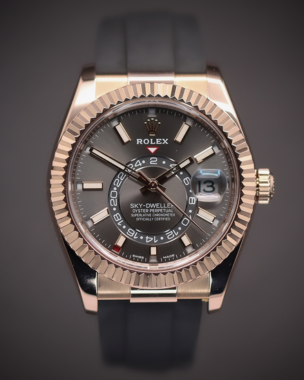 2020 Rolex Sky-Dweller 42MM Dark Rhodium Dial Oysterflex Strap (326235)