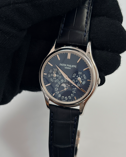 2012 Patek Philippe Perpetual Calendar 37MM Blue Dial Leather Strap (5140P-001)