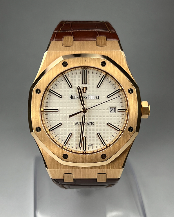 Audemars Piguet Royal Oak 41MM Silver Dial Leather Strap (15400OR.OO.D088CR.01)