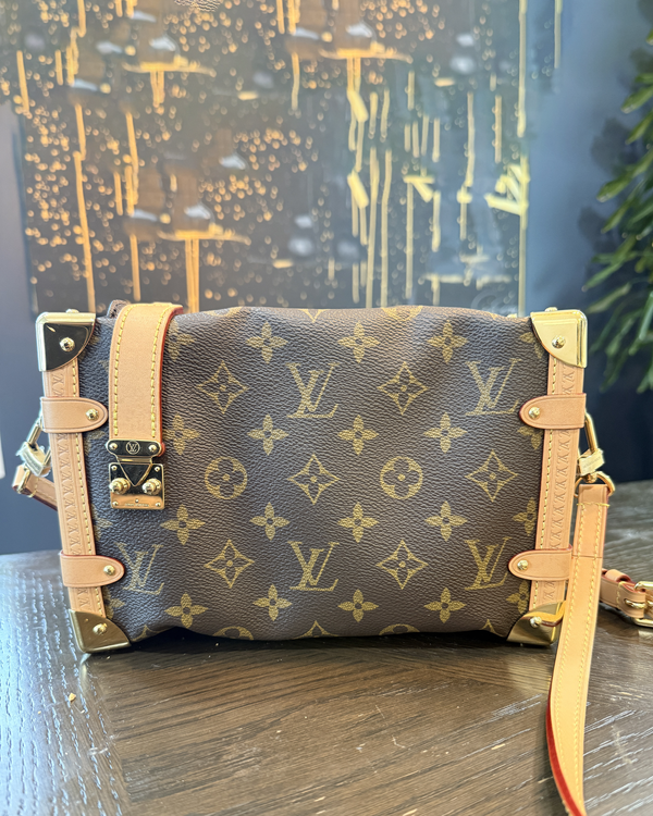 2024 Louis Vuitton Side Trunk MM Small Shoulder Bag 9.3 × 6.3 × 3.3IN Monogram Coated Canvas Gold Tone Hardware Leather Strap (M46358)