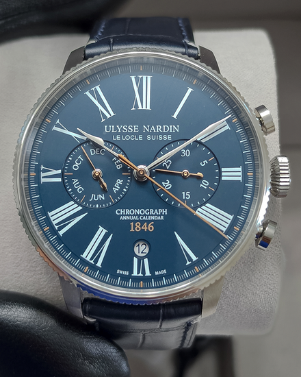 2024 Ulysse Nardin Marine L.E. 44MM Blue Dial Leather Strap (1533-320LE-3A-175/1B)
