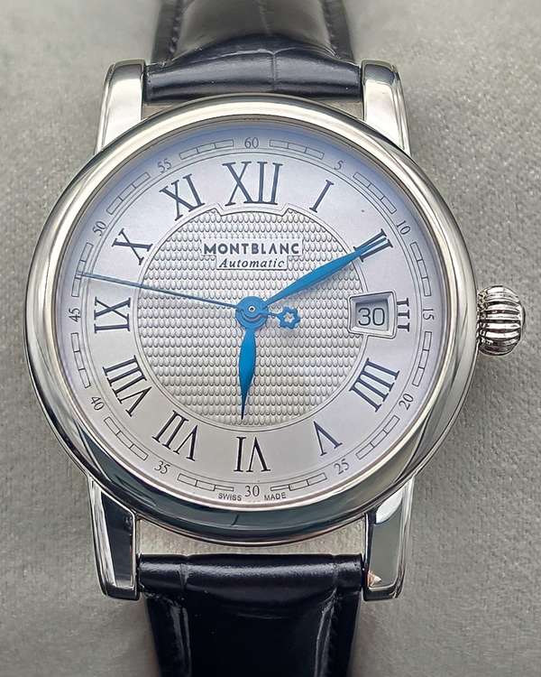 No Reserve - 2023 Montblanc Star Date 39MM Silver Dial Leather Strap (107114)
