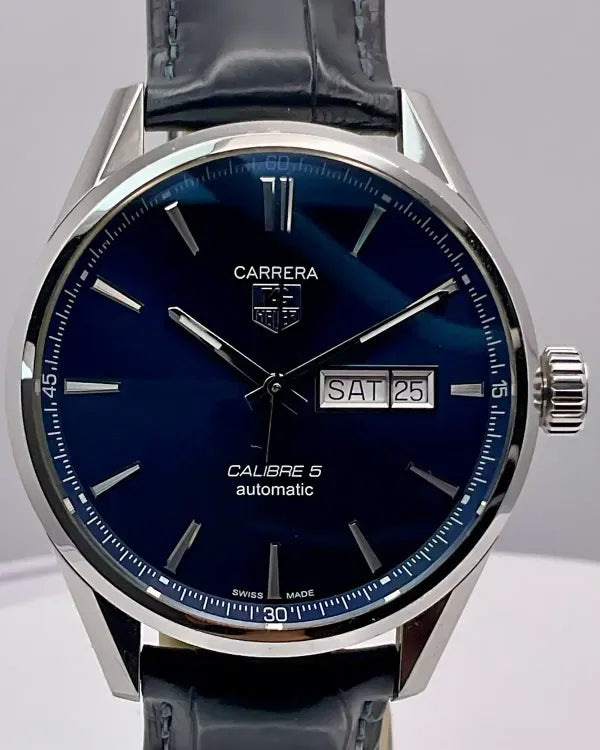 2016 Tag Heuer Carrera Calibre 5 41MM Blue Dial Leather Strap (WAR201E)