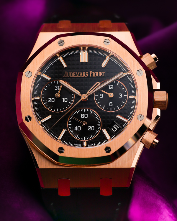 2025 Audemars Piguet Royal Oak 41MM Black Dial Leather Strap (26240OR.OO.D002CR.02)