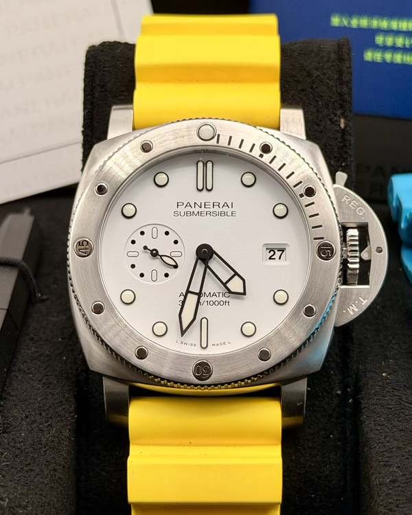 2024 Panerai Submersible 44MM White Dial Rubber Strap (PAM01226)