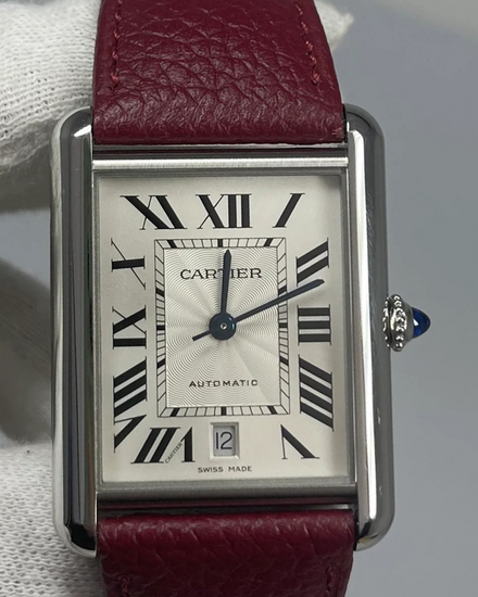 2022 Cartier Tank 31MM Silver Dial Leather Strap (WSTA0040)