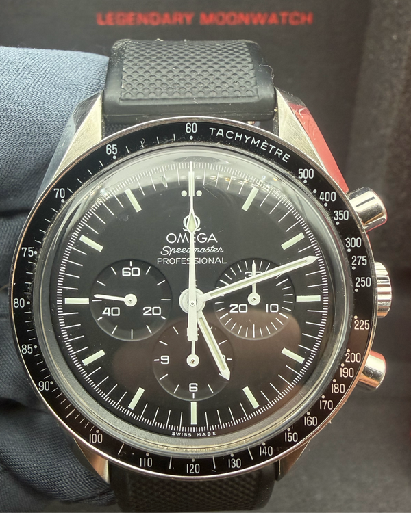 Omega Speedmaster Professional Moonwatch 42MM Black Dial Aftermarket Rubber Strap (311.30.42.30.01.005)
