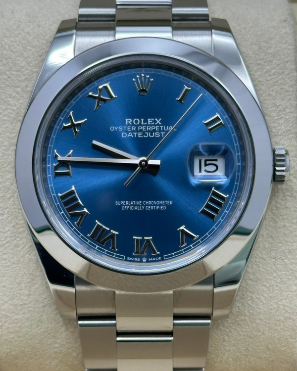 2023 Rolex Datejust 41MM Blue "Azzurro" Dial Oyster Bracelet (126300)