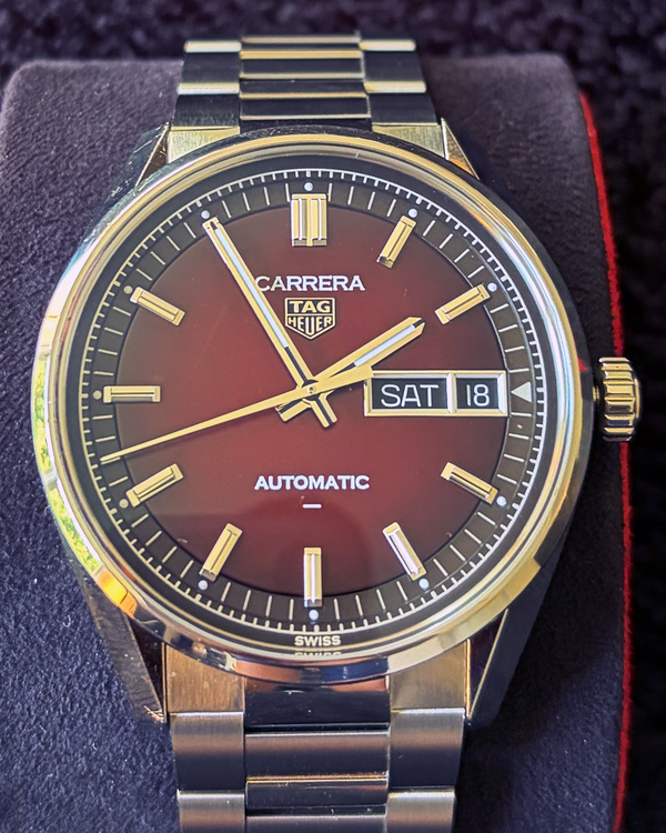 2026 Tag Heuer Carrera Day-Date 41MM Red Dial Steel Bracelet (WDA2113.BA0043)