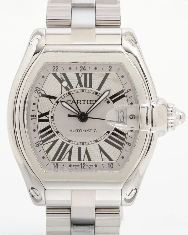 Cartier Roadster GMT 48MM Silver Dial Steel Bracelet (W62032X6)