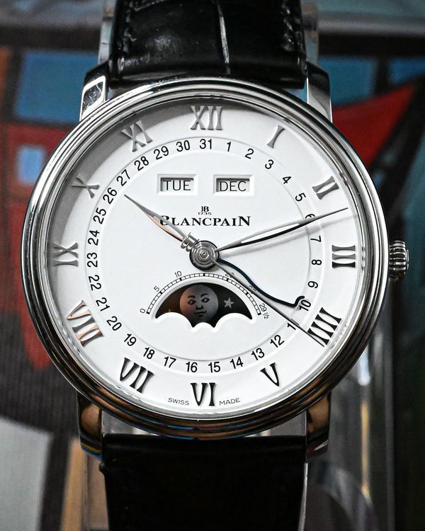 2020 Blancpain Villeret Quantième Complet Phases de Lune 40MM White Dial Leather Strap (6654-1127-55B)