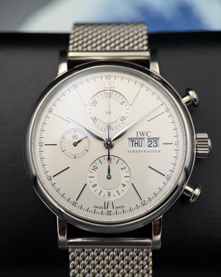 No Reserve - 2016 IWC Schaffhausen Portofino Chronograph 42MM Silver Dial Steel Bracelet (IW391005)