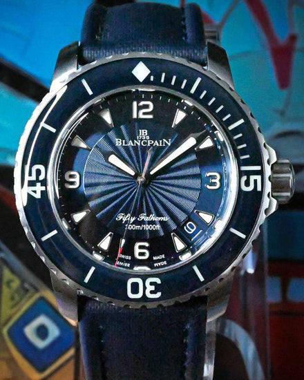 No Reserve - 2016 Blancpain Fifty Fathoms 45MM Blue Dial Textile Strap (5015D-1140-52B)